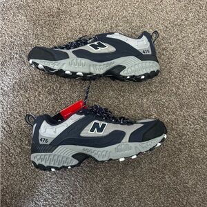 New Balance Gray and Black Sneakers with Rugged Sole